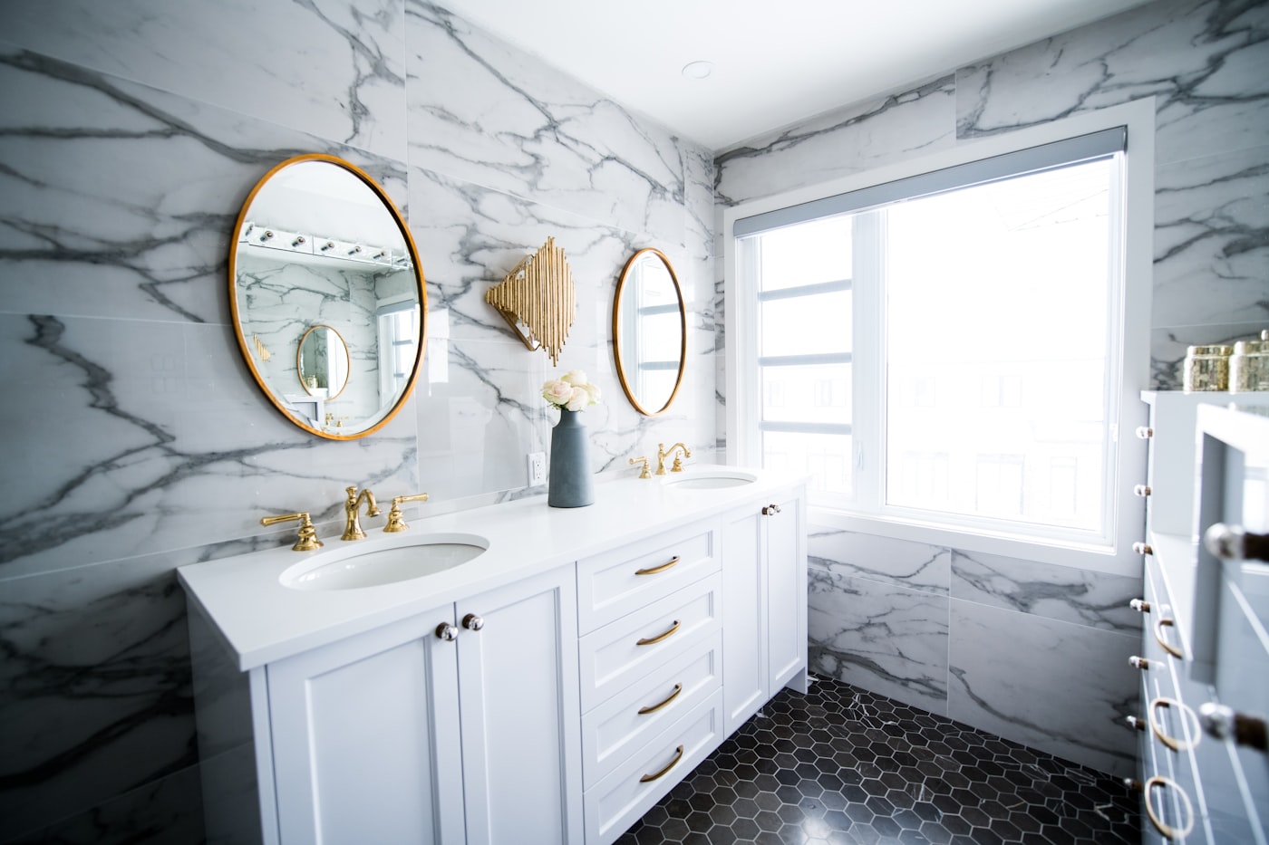 Marble bathroom vanity